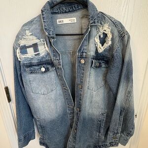 BKE Distressed Light Blue Denim Jacket